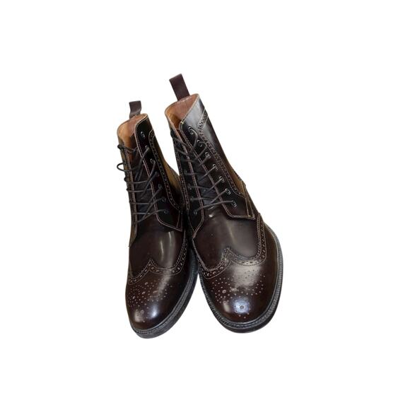 Stafford Brogue Cap Toe Lace- Up Boots Brown Leather Men's 11 - Picture 5 of 9
